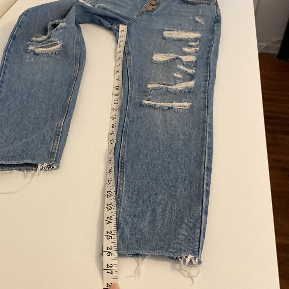 Free People Distressed High Waist Straight Leg Jeans Size 27 - Picture 13 of 14